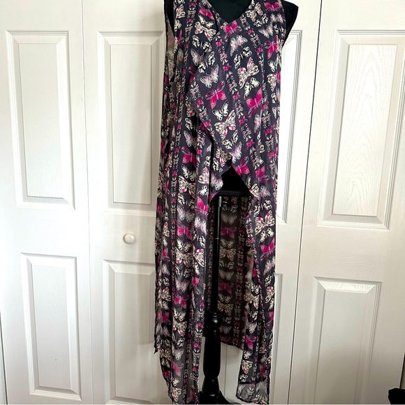 Before You Open Front Cardigan Duster Sz M Sheer Butterfly Fairy Whimsigoth - Picture 1 of 9